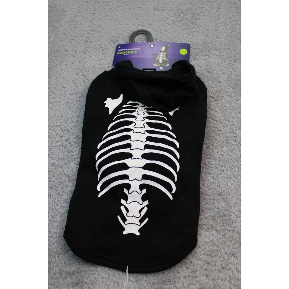 Bootique Skeleton Dog Hoodie Costume Glow in the Dark Size Large Halloween